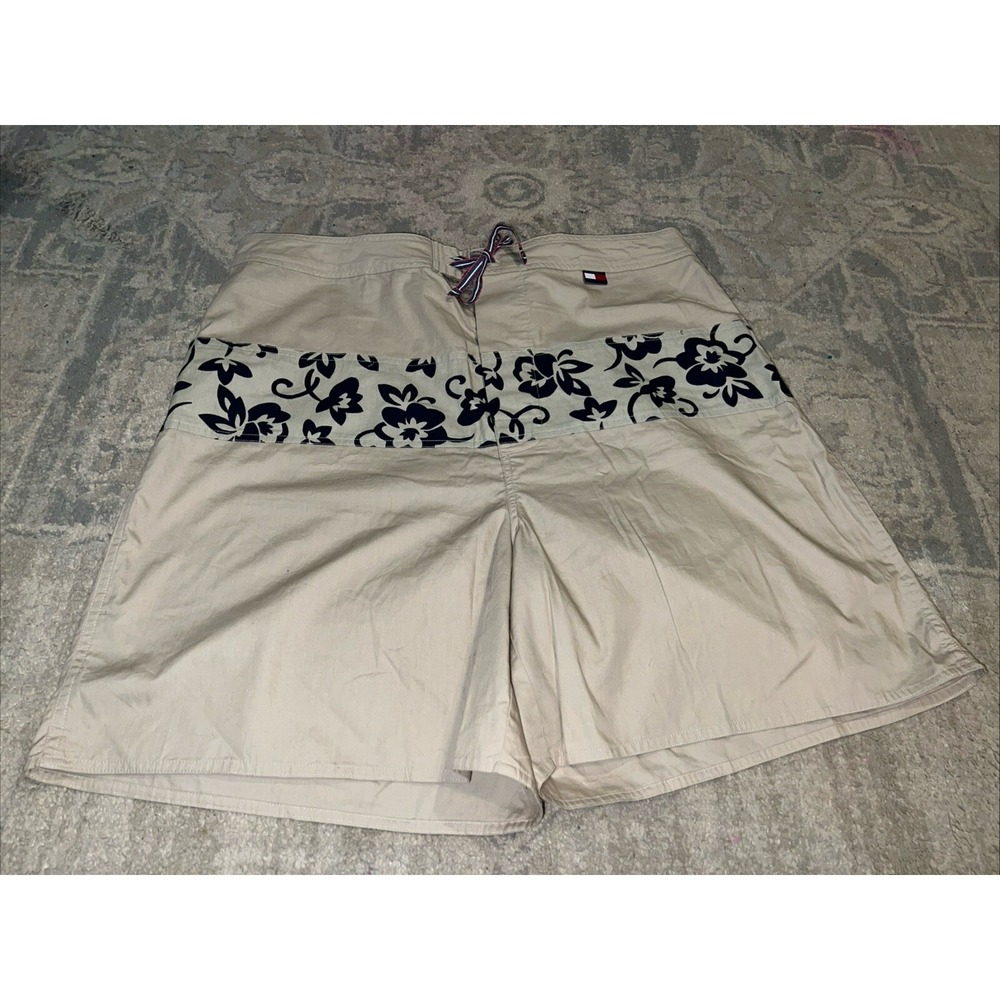 NWOT Tommy Hilfiger Men's Sz XL X-large‎ Cotton Board Shorts Drawstring  Beige